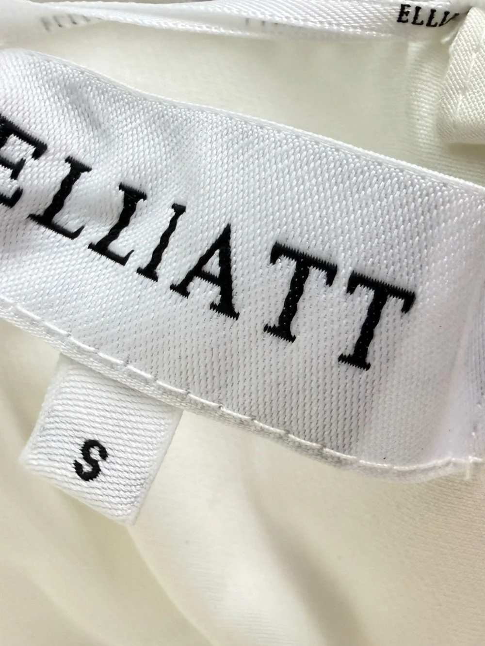 elliatt laurel white satin ruffle bust strapless bridal maxi gown dress small